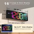 PH-01 16" digital LED-vekkerklokke - RGB-skjerm, dobbel alarm, fjernkontroll - svart