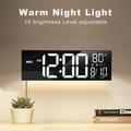PH-01 16" digital LED-vekkerklokke - RGB-skjerm, dobbel alarm, fjernkontroll - svart