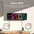 PH-01 16" digital LED-vekkerklokke - RGB-skjerm, dobbel alarm, fjernkontroll - svart