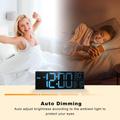 PH-01 16" digital LED-vekkerklokke - RGB-skjerm, dobbel alarm, fjernkontroll - svart