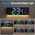 PH-01 16" digital LED-vekkerklokke - RGB-skjerm, dobbel alarm, fjernkontroll - svart