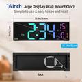PH-01 16" digital LED-vekkerklokke - RGB-skjerm, dobbel alarm, fjernkontroll - svart