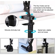 PULUZ 10.2"s 26cm buet ringlys + skrivebordsarmstativ USB 3 moduser dimbar LED Vlogging Selfie-fotografering Videolys med to fargetemperaturer og telefonklemme