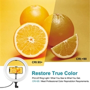 PULUZ 10.2"s 26cm buet ringlys + skrivebordsarmstativ USB 3 moduser dimbar LED Vlogging Selfie-fotografering Videolys med to fargetemperaturer og telefonklemme