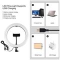 PULUZ 10.2" 26cm RGBW-lys + 1.65m stativfeste + dobbelt telefonbrakett buet overflate USB RGBW dimbar LED-ring Vlogging Video Light Live Broadcast Kit
