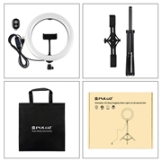 PULUZ PKT3066B 10.2" LED-selfie-ringlys med mobiltelefonklemme Stativ for YouTube-bloggere Videoopptak