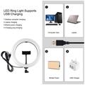 PULUZ PKT3066B 10.2" LED-selfie-ringlys med mobiltelefonklemme Stativ for YouTube-bloggere Videoopptak