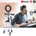PULUZ stativfeste + dobbel telefonbrakett for direktesending + 6.2" 16cm LED Ring Vlogging Video Light Kits