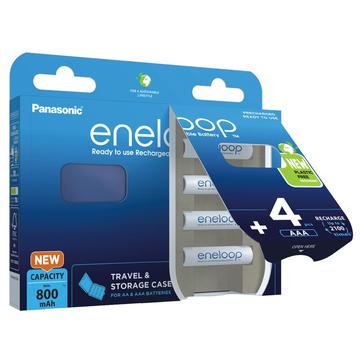 Panasonic Eneloop BK-3MCDEC4BE Oppladbare AA-batterier 2000mAh med oppbevaringsboks - 4 stk.