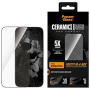 iPhone 17 Pro/18 Pro PanzerGlass Ceramic II med ultrabred passform og FastFit In-A-Box-skjermbeskytter - 9H - svart kant