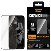 iPhone 17 Pro Max/18 Pro Max PanzerGlass Ceramic II med ultrabred passform og FastFit In-A-Box-skjermbeskytter - 9H - svart kant