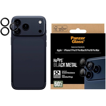 iPhone 17 Pro/17 Pro Max/16 Pro/16 Pro Max PanzerGlass Hoops kameralinsebeskytter med bøyler - Svart