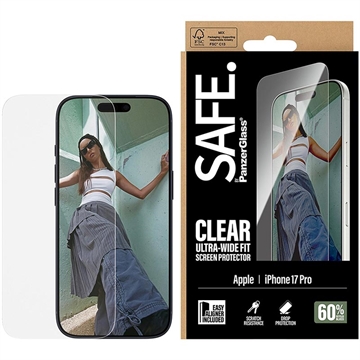 iPhone 17 Pro PanzerGlass Safe Ultra-Wide Fit Beskyttelsesglass - 9H - Klar