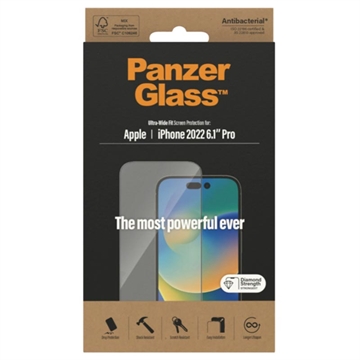 PanzerGlass Ultra-Wide Fit iPhone 14 Pro Skjermbeskytter - Svart