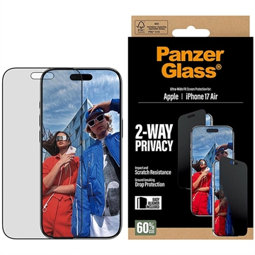 iPhone Air PanzerGlass Ultra-Wide Fit EasyAligner 2-Way Privatliv Beskyttelsesglass - 9H - svart kant