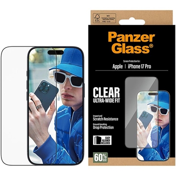 iPhone 17 Pro PanzerGlass Ultra-Wide Fit EasyAligner Beskyttelsesglass - svart kant