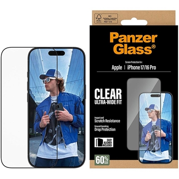 iPhone 17/16 Pro PanzerGlass Ultra-Wide Fit EasyAligner Beskyttelsesglass - svart kant