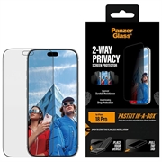 iPhone 18 Pro PanzerGlass Ultra-Wide Fit med FastFit In-A-Box 2-Way personvern beskyttelsesglass - 9H - svart kant