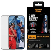 iPhone 18 Pro Max PanzerGlass Ultra-Wide Fit med FastFit In-A-Box 2-Way personvern beskyttelsesglass - 9H - svart kant