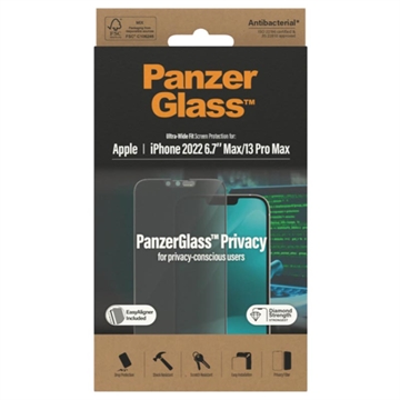 PanzerGlass Ultra-Wide Fit Privacy iPhone 13 Pro Max/14 Plus Skjermbeskytter - Svart