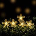 Fersken Blomsterlys 50-LED 8-Modus Solcellestrenglys Hagesti Hage Dekorlampe - Varm Hvit