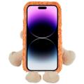 3D Plush Doll iPhone 14 Pro TPU-deksel - Oransje / Bjørn
