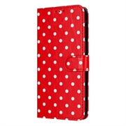iPhone 17 Pro lommebokveske med prikkmønster - rød