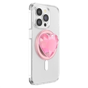 PopSockets runde MagSafe PopGrip utvidbart stativ og grep - Krystallhjerte / Rosa