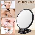 Bærbart sminkespeil med 10x forstørrelse - svart