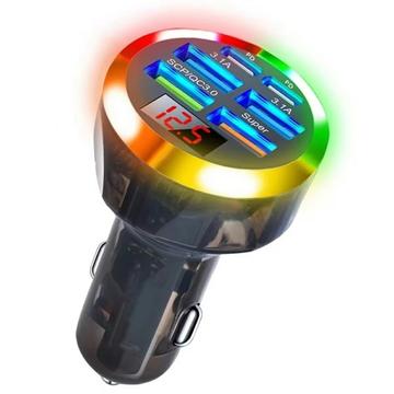 Bærbar 6-porters hurtigbilladere 150W med PD og QC3.0 - svart