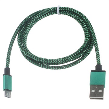 Premium USB 2.0 / MicroUSB Kabel - 3m - Grønn