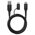 Baseus Twins 2-in-1 USB-C / USB-C Og Lightning Kabel CATLYW-H01 - 1m - Svart