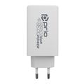 Prio 65W GaN-lader PD 3.0, PPS, QC 3.0 – 2x USB-C, USB-A – hvit