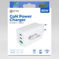 Prio 65W GaN-lader PD 3.0, PPS, QC 3.0 – 2x USB-C, USB-A – hvit