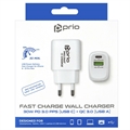 Prio Fast Charge Dobbel Vegglader - USB-A, USB-C - 30W - Hvit