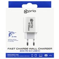 Prio Fast Charge USB-C Vegglader - 20W - Hvit