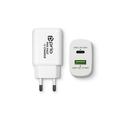 Prio PWC-1204 Hurtig vegglader - 25 W PD USB-C, 18 W QC3.0 USB-A - Hvit
