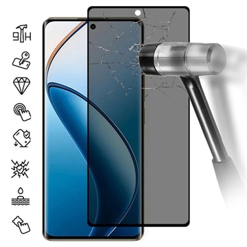 Realme 12 Pro/12 Pro+ Privacy Full Cover Beskyttelsesglass - Svart Kant