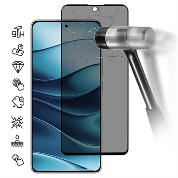 Xiaomi Redmi Note 14 4G/5G Privacy Full Cover Beskyttelsesglass - Svart Kant