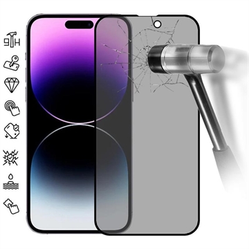 iPhone 16 Pro Privacy Full Cover Beskyttelsesglass - Svart Kant