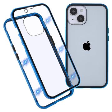 iPhone 14 Max Magnetic Deksel med Herdet Glass - Blå