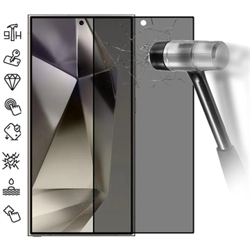 Samsung Galaxy S25 Privatliv Ultra Privacy Beskyttelsesglass - støtter opplåsing av fingeravtrykk - Svart kant