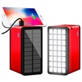 Psooo PS-900 Solcelle Powerbank med LED-Lys - 50000mAh - Rød