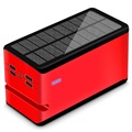 Psooo 100000mAh Solcelle Powerbank - 4xUSB - Rød