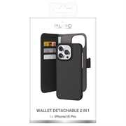 iPhone 15 Pro Puro 2-i-1 Magnetisk Lommebok-deksel - Svart