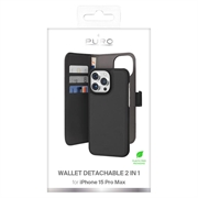 iPhone 15 Pro Max Puro 2-i-1 Magnetisk Lommebok-deksel - Svart