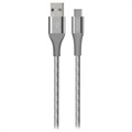 Puro Fabric K2 Charge & Sync USB-A / USB-C Kabel - 1.2m - Stellargrå