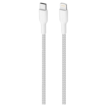 Puro Fabric ultrasterk USB-C / Lightning-kabel - 2 m, 20 W - hvit