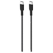 Puro Fabric ultrasterk USB-C/USB-C-kabel - 1,2 m, 30 W - svart