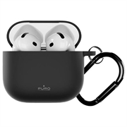 AirPods 4 Puro Icon silikonetui med karabinkrok - svart
